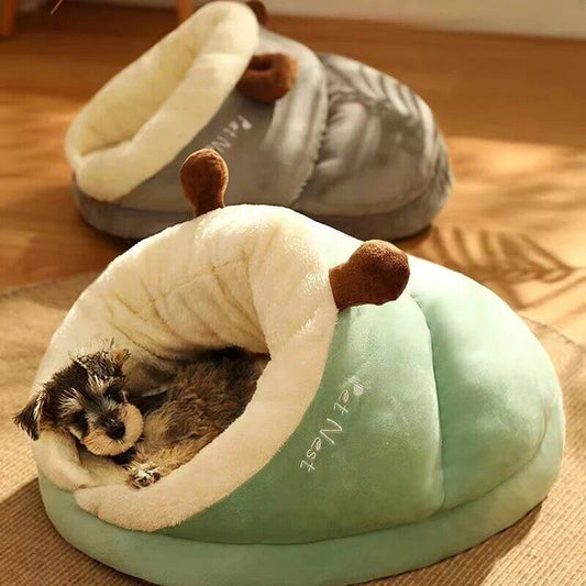 Slippers Shaped Warm Small Dog Kennel Bed Media 1 of 18